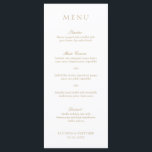 Menu Casamento Formal Clássico Dourado Elegante<br><div class="desc">Menu de casamento "faux gold" elegante,  com um design simples e mínimo com o título de uma fonte serif tradicional e os cabeçalhos do curso em um roteiro elegante de caligrafia. Um estilo clássico que é perfeito para um casamento formal.</div>