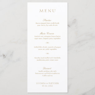 Menu Casamento Formal Clássico Dourado Elegante