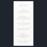 Menu Casamento Formal Clássico Dourado Elegante<br><div class="desc">Menu de casamento "faux gold" elegante, com um design simples e mínimo com o título de uma fonte serif tradicional e os cabeçalhos do curso em um roteiro elegante de caligrafia. Um estilo clássico que é perfeito para um casamento formal.</div>