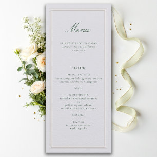 Menu Casamento Formal Clássico Verde Quadro Elevado Mar