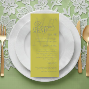 Menu Casamento Formal com Rótulo Chartreuse Moderno