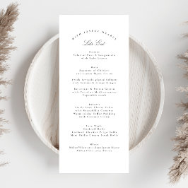 Menu Casamento Formal da Caligrafia Branca e Cinza Escu