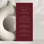 Menu Casamento Formal da Caligrafia Clássica Maroon Bur<br><div class="desc">Este Design faz parte de uma coleção; Entre em contato comigo se precisar de ajuda para encontrar designs ou produtos correspondentes; também disponível em cores alternativas</div>