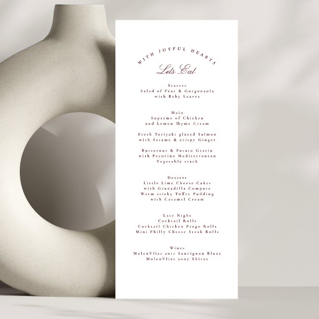 Menu Casamento formal da Clássica Maroon Burgundy (Criador carregado)