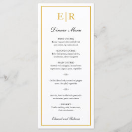 Menu Casamento Formal de Monograma Dourado Elegante Sim