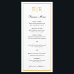 Menu Casamento Formal de Monograma Dourado Elegante Sim<br><div class="desc">Um menu de casamento elegante com seu monograma e uma borda em ouro falso. Os cabeçalhos e seus nomes estão na caligrafia. Estes menus de casamento simples e clássicos são excelente para um casamento formal.</div>