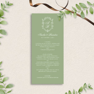 Menu Casamento Formal Elegante com Crista de Monograma