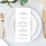 Menu Casamento Formal Elegante De Caligrafia Negra<br><div class="desc">Este menu faz parte da Coleção de Gravações Negras</div>