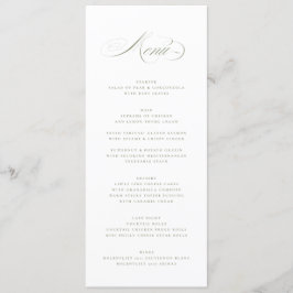 Menu Casamento Formal Elegante De Caligrafia Sage Green