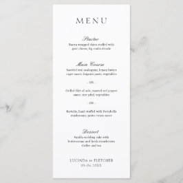Menu Casamento Formal Elegante de Preto e Branco