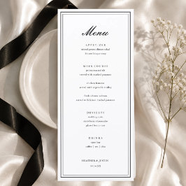 Menu Casamento Formal Elegante Preto e Branco
