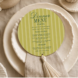 Menu Casamento Formal Listra Verde-Claro Tipo Moderno
