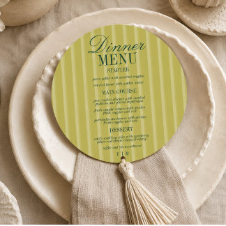 Menu Casamento Formal Listra Verde-Claro Tipo Moderno