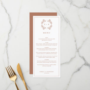 Menu Casamento Formal Vintage Terracota Monograma
