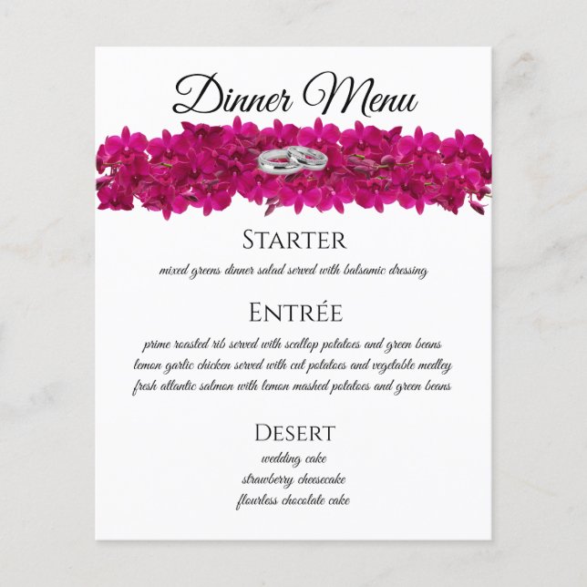 Menu Casamento - Fuchsia Orchids White- (Frente)