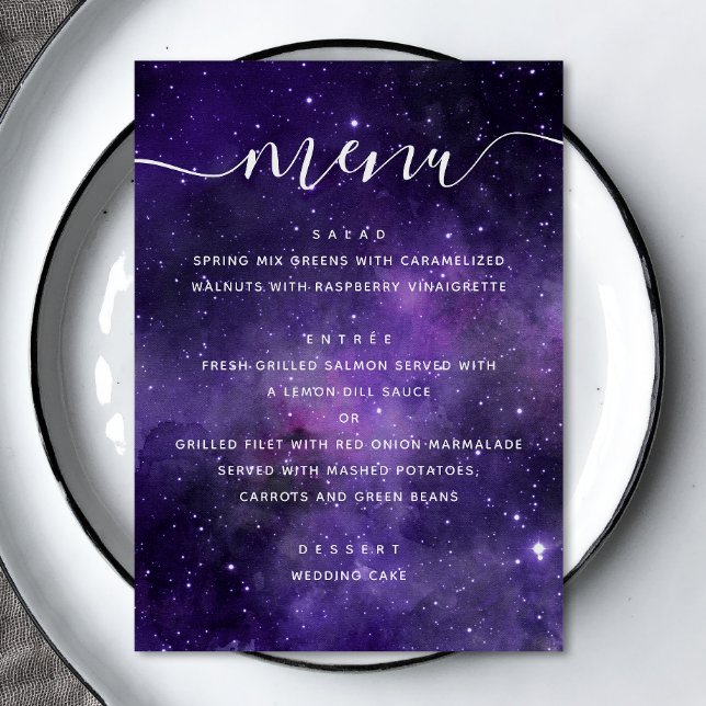 Menu Casamento Galáxia Celestial | Noite Estrelada Cósm (Criador carregado)