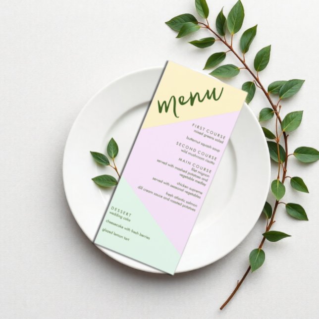Menu Casamento Geométrico de Pastel Mudado (Criador carregado)