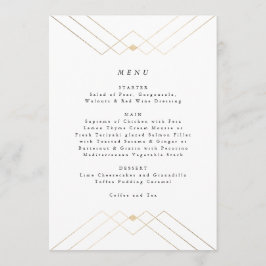 Menu Casamento Geométrico Deco Gatsby Dourado com Branc