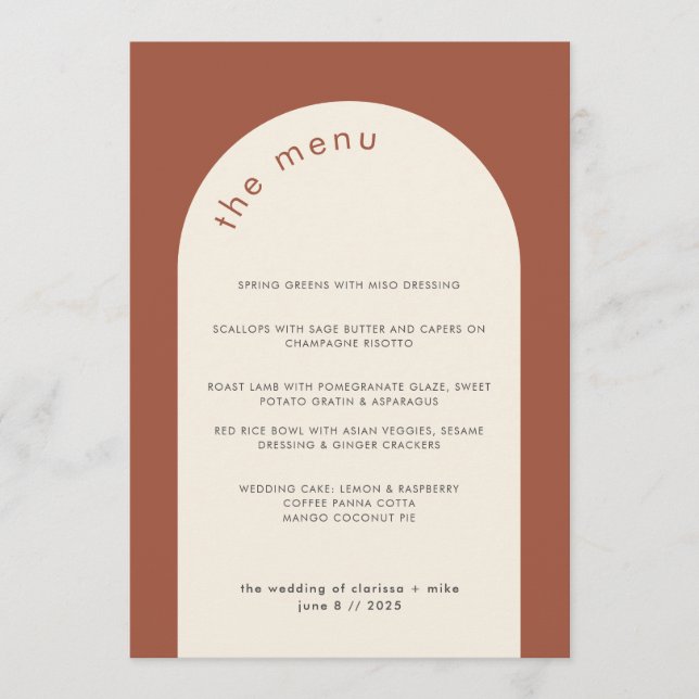 Menu Casamento Geométrico do Arco do Terracotta Beige M (Frente)