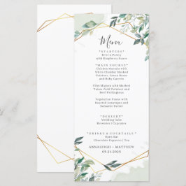 Menu Casamento Geométrico Dourado Eucalyptus Greenery