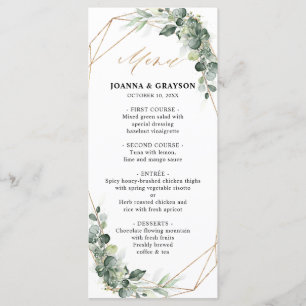 Menu Casamento Geométrico Eucalyptus Greenery Rustic