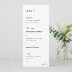 Menu Casamento Geométrico Mínimo Preto e Branco Moderno
