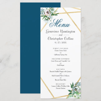 Menu Casamento Geométrico Watercolor Boho Floral