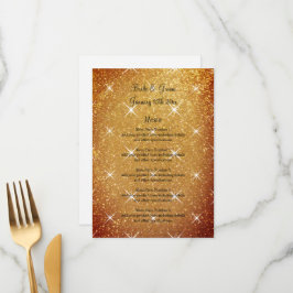 Menu Casamento glamouroso de ouro brilhante