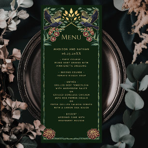 Menu Casamento Gothic Raven Snapdragon Dahlia Encantado