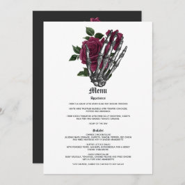 Menu Casamento Gótico de Esqueleto Floral Burgundy