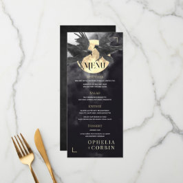 Menu Casamento Gótico Raven & Ouro