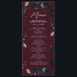 Menu Casamento Gótico Romântico de Peônias Negras Verme<br><div class="desc">Coloque a palco para um evento assombrosamente elegante com estes menus góticos. Estes luxuosos menus de casamento floral apresentam um buquê de peões negros e vermelhos e bagas azuis contra um fundo vermelho. É perfeito para uma celebração dramática e inesquecível. Eles são ideais para amantes do romance escuro e do...</div>