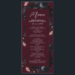 Menu Casamento Gótico Romântico de Peônias Negras Verme<br><div class="desc">Coloque a palco para um evento assombrosamente elegante com estes menus góticos. Estes luxuosos menus de casamento floral apresentam um buquê de peões negros e vermelhos e bagas azuis contra um fundo vermelho. É perfeito para uma celebração dramática e inesquecível. Eles são ideais para amantes do romance escuro e do...</div>