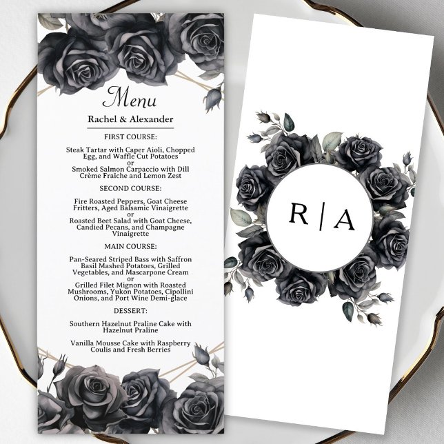 Menu Casamento Gótico Rosas Negras Menu Gótica Flo (Criador carregado)