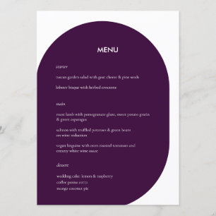 Menu Casamento Gráfico Geométrico Roxo Moderno