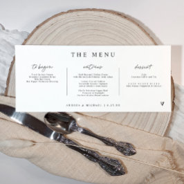 Menu Casamento Horizontal Coração Escrita Moderna