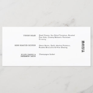 Menu Casamento Horizontal Preto de Máquina de Escrita