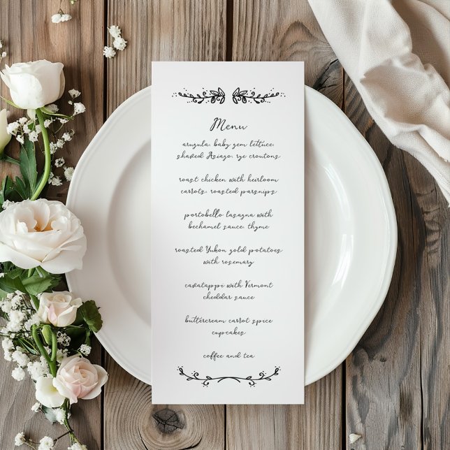 Menu Casamento Ilustrado Branca E Manuscrito (Criador carregado)