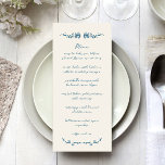 Menu Casamento Ilustrado Branca E Manuscrito<br><div class="desc">Menu de Casamento Ilustrado Simples Manuscrito Whimsical</div>