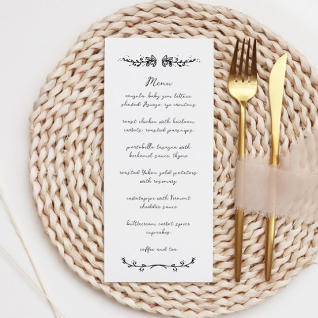Menu Casamento Ilustrado Branca E Manuscrito (Criador carregado)
