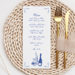 Menu Casamento Ilustrado Branca E Manuscrito