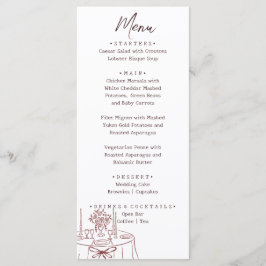 Menu Casamento Ilustrado Branco Caprichoso