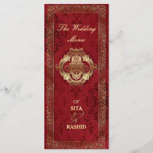 Menu Casamento indiano vermelho - cartão/Rackcard do
