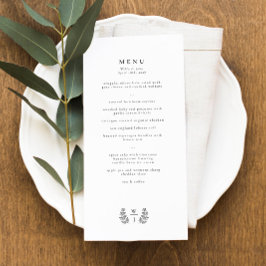 Menu Casamento Inicial Do Monograma Botânico Elegante