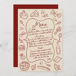 Menu Casamento Italiano Desenho Mão