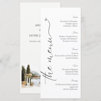 Menu Casamento italiano do lago Como
