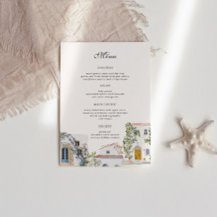 Menu Casamento Italiano Mediterrâneo com Aquarela Paste
