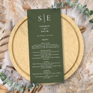 Menu Casamento Jantar Monograma Verde Oliva