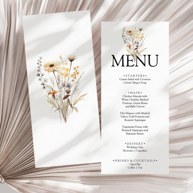 Menu Casamento Jante do Jardim Floral Elegante Boho Bri (Criador carregado)