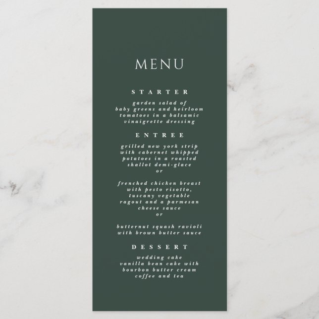 Menu Casamento Jante Simples Elegante Florestal Verde (Frente)
